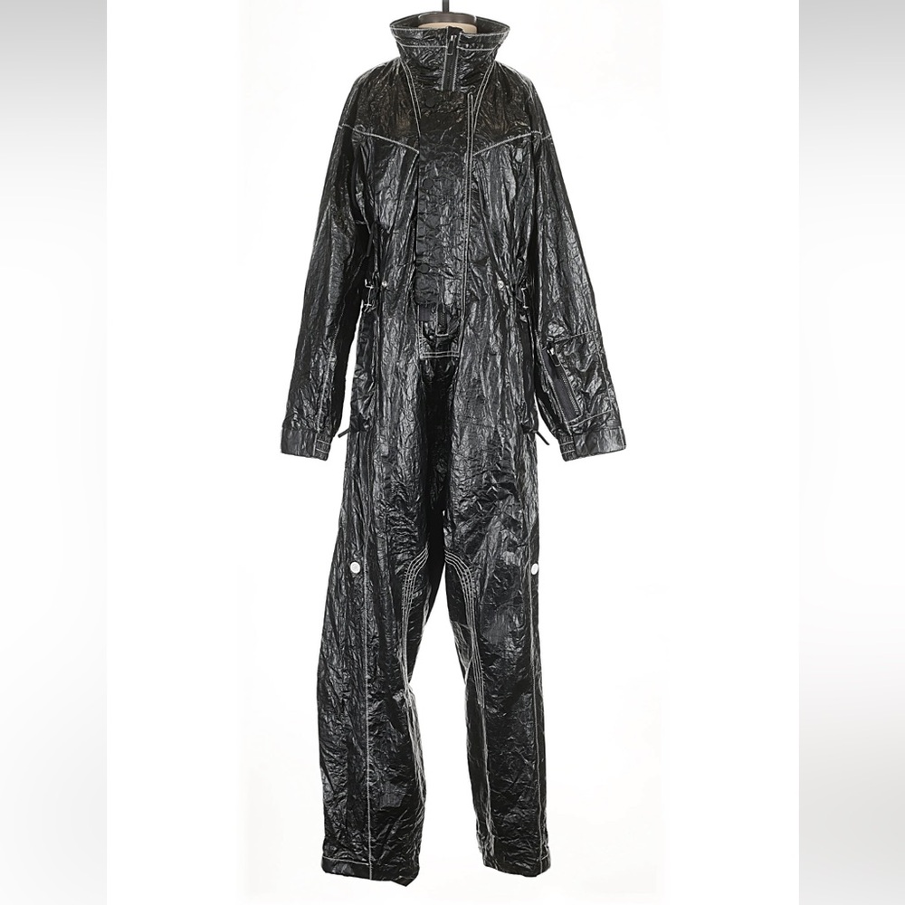 Free People Black Shiny Jumpsuit
